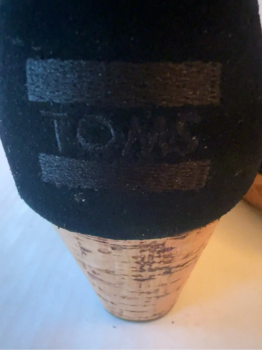 TOMS Black Suede Wedge Sandals Women’s 9.5 Braided Open Toe Cork Platform Ankle